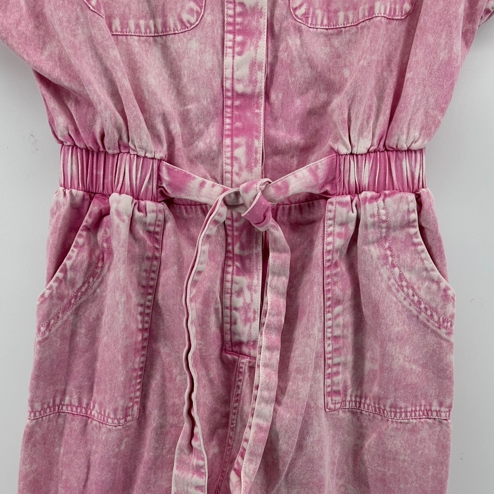 Simply Southern Barbie Retro Effortless Utility Light Pink Denim Jumpsuit SzS - Picture 5 of 11